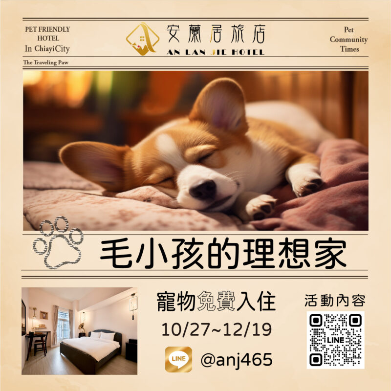 《毛孩的假期，從安蘭開始》 不用再說「你在家乖乖等我」了。 🐾 這趟旅程，牠也能同行。 📍第一隻毛孩免房費 📍活動期間｜10/27 - 12/19 毛孩的假期，…